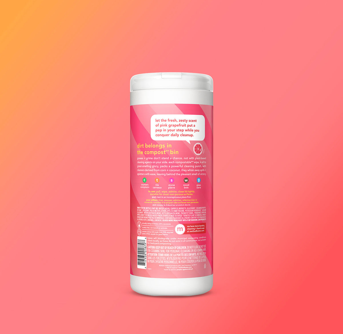 all-purpose cleaning wipes – pink grapefruit, 30 ct - Image 3