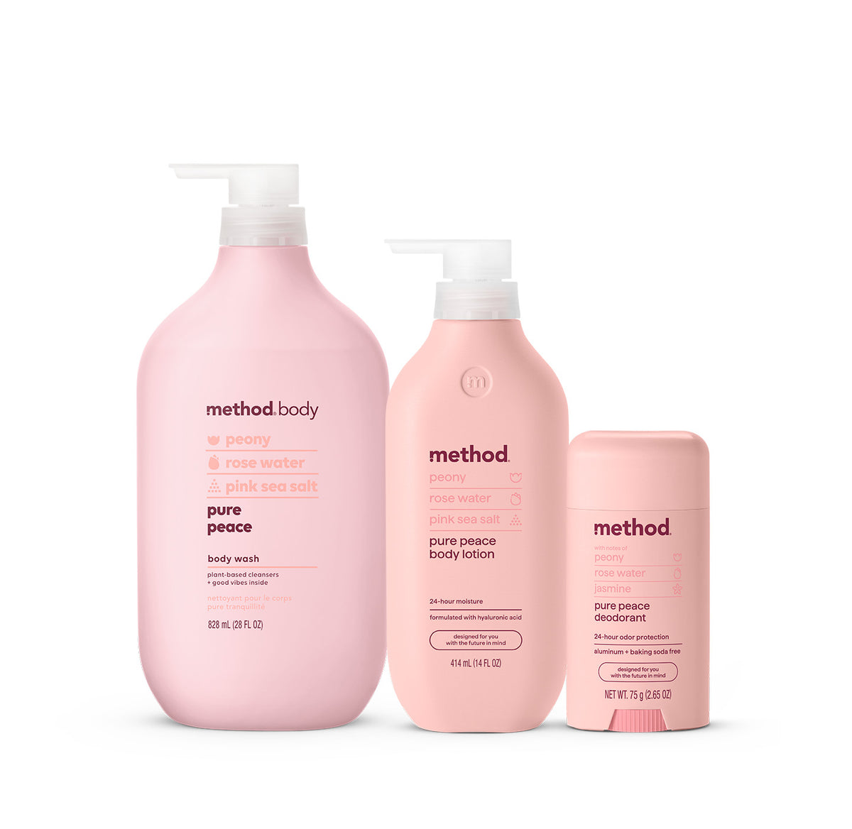MTHD_BodyBundle_PurePeace_OnWhite.jpg method body bundle, pure peace, 44.65 oz - Image 1