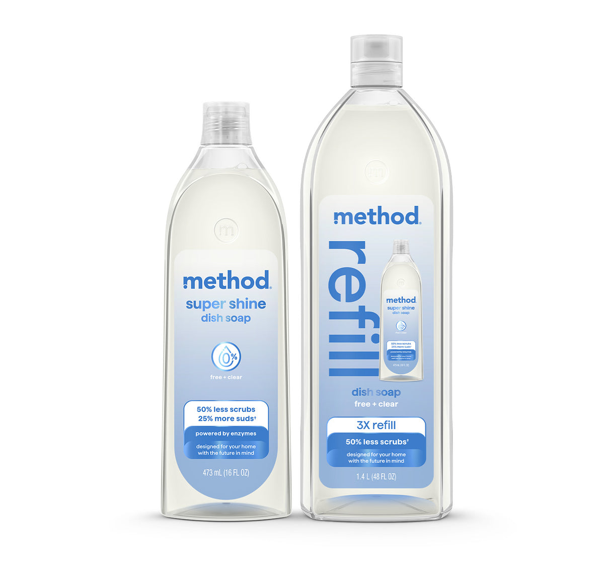 free_clear_OnWhite_bundle.jpg super shine liquid dish soap starter set – free + clear, 64 fl oz - Image 1